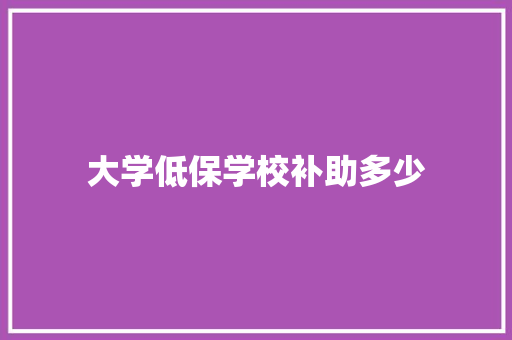 大学低保学校补助多少 生活感悟