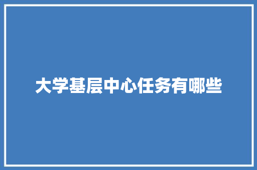 大学基层中心任务有哪些