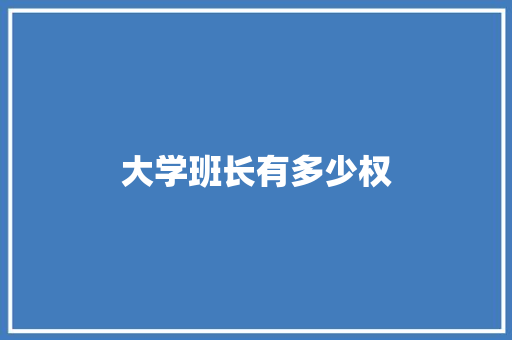 大学班长有多少权