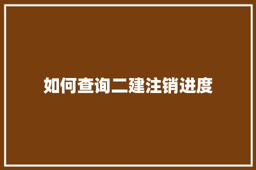 如何查询二建注销进度