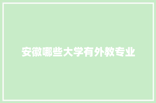 安徽哪些大学有外教专业