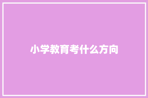 小学教育考什么方向