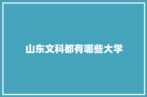 山东文科都有哪些大学
