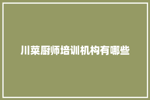 川菜厨师培训机构有哪些