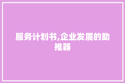 服务计划书,企业发展的助推器