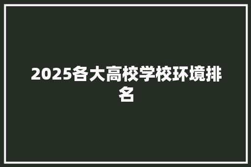 2025各大高校学校环境排名