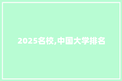 2025名校,中国大学排名 工作类