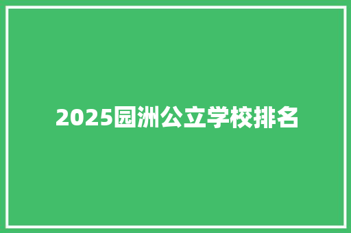 2025园洲公立学校排名