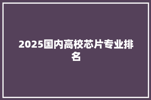 2025国内高校芯片专业排名