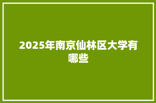 2025年南京仙林区大学有哪些