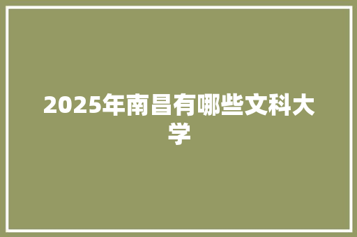 2025年南昌有哪些文科大学 工作类