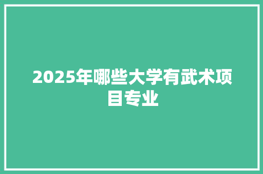 2025年哪些大学有武术项目专业