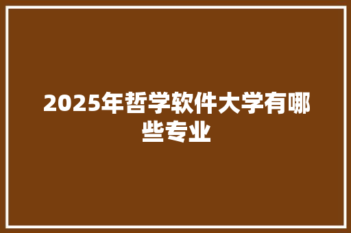 2025年哲学软件大学有哪些专业