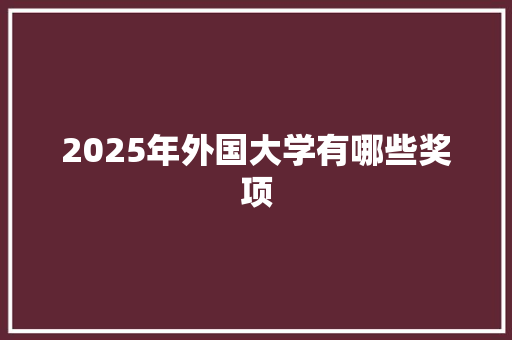 2025年外国大学有哪些奖项