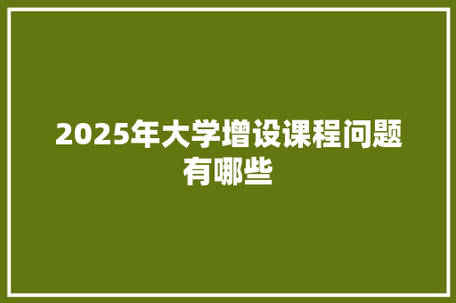 2025年大学增设课程问题有哪些