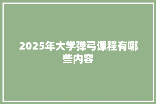 2025年大学弹弓课程有哪些内容
