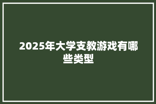 2025年大学支教游戏有哪些类型