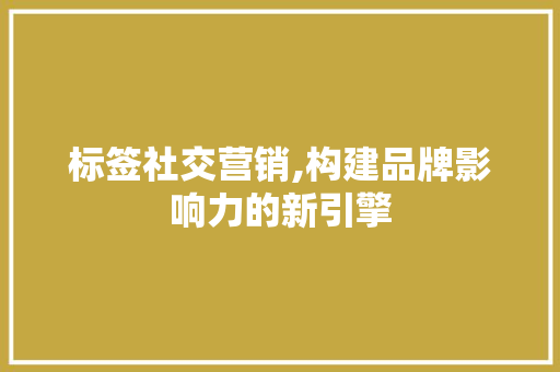 标签社交营销,构建品牌影响力的新引擎