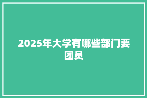 2025年大学有哪些部门要团员