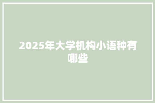 2025年大学机构小语种有哪些