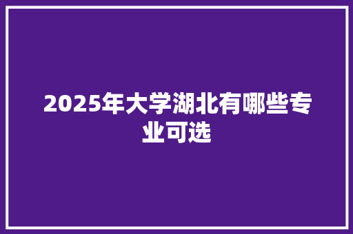 2025年大学湖北有哪些专业可选