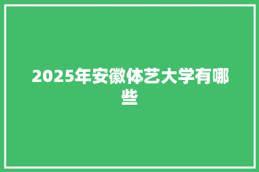 2025年安徽体艺大学有哪些