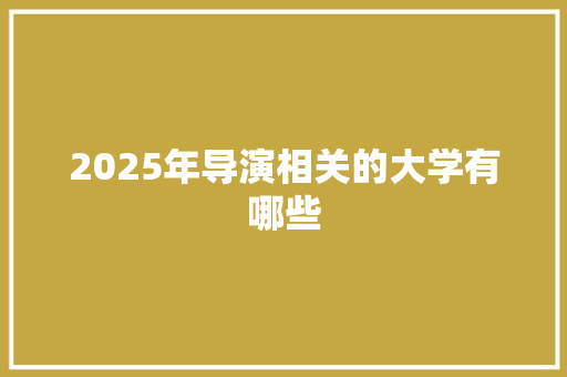 2025年导演相关的大学有哪些