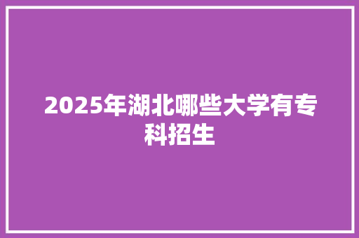 2025年湖北哪些大学有专科招生