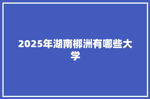 2025年湖南梆洲有哪些大学