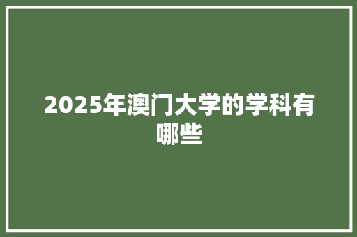 2025年澳门大学的学科有哪些