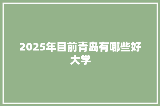 2025年目前青岛有哪些好大学