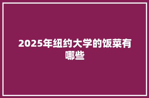 2025年纽约大学的饭菜有哪些