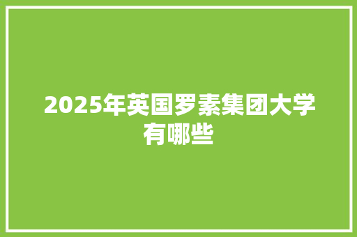 2025年英国罗素集团大学有哪些