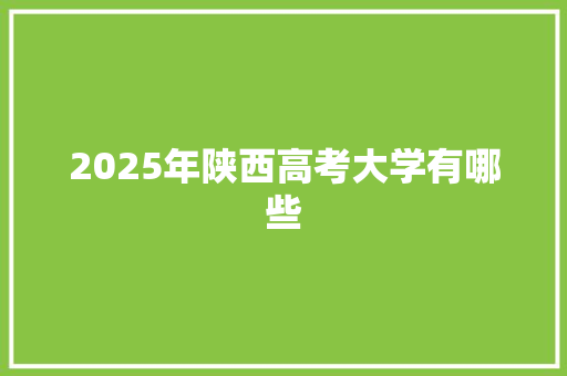 2025年陕西高考大学有哪些