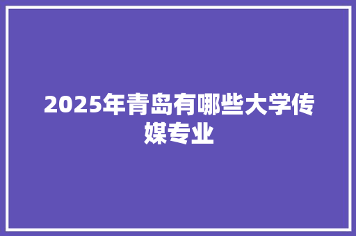 2025年青岛有哪些大学传媒专业