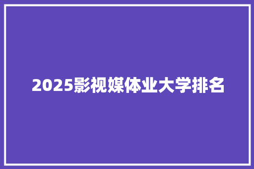 2025影视媒体业大学排名
