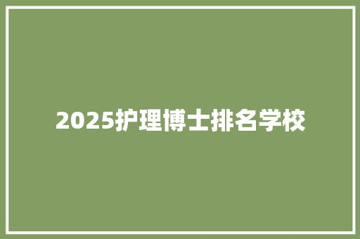 2025护理博士排名学校 特写稿