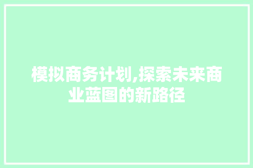 模拟商务计划,探索未来商业蓝图的新路径
