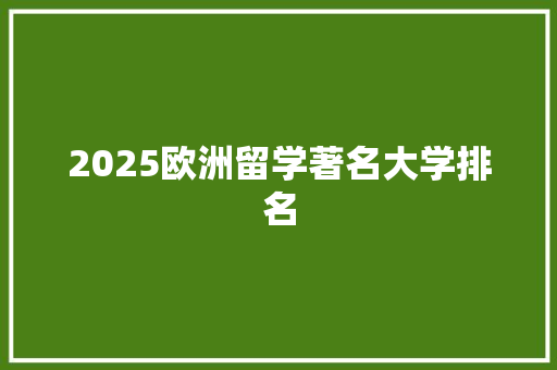 2025欧洲留学著名大学排名 工作报告