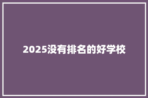2025没有排名的好学校