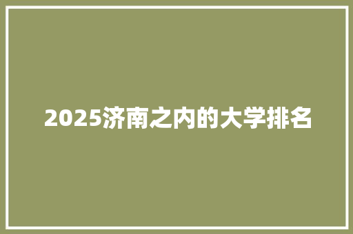 2025济南之内的大学排名