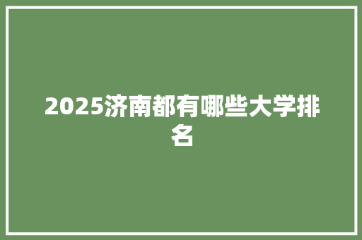 2025济南都有哪些大学排名