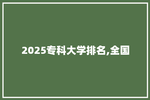 2025专科大学排名,全国 工作总结