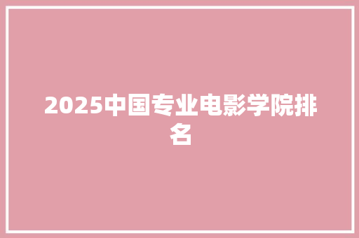 2025中国专业电影学院排名