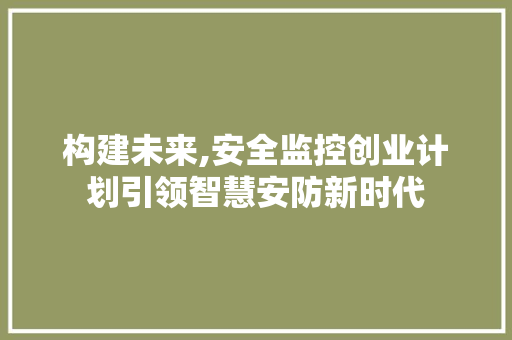 构建未来,安全监控创业计划引领智慧安防新时代