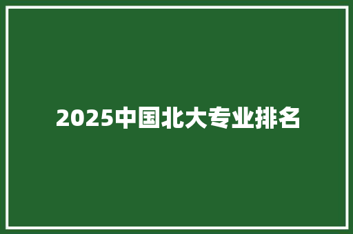 2025中国北大专业排名