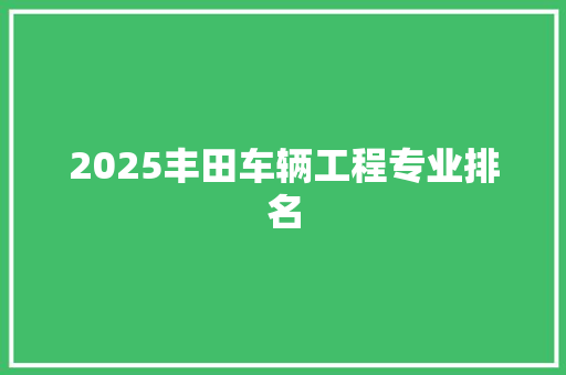2025丰田车辆工程专业排名