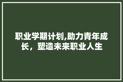 职业学期计划,助力青年成长，塑造未来职业人生