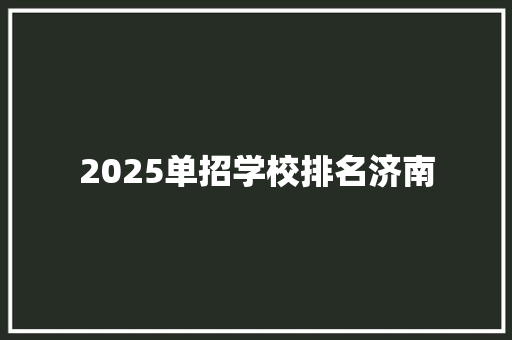 2025单招学校排名济南