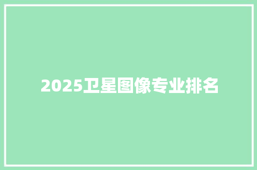 2025卫星图像专业排名